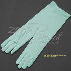 15.5″ Long 4-Way Stretch Matte Finish Satin Dress Gloves 8BL - Mint